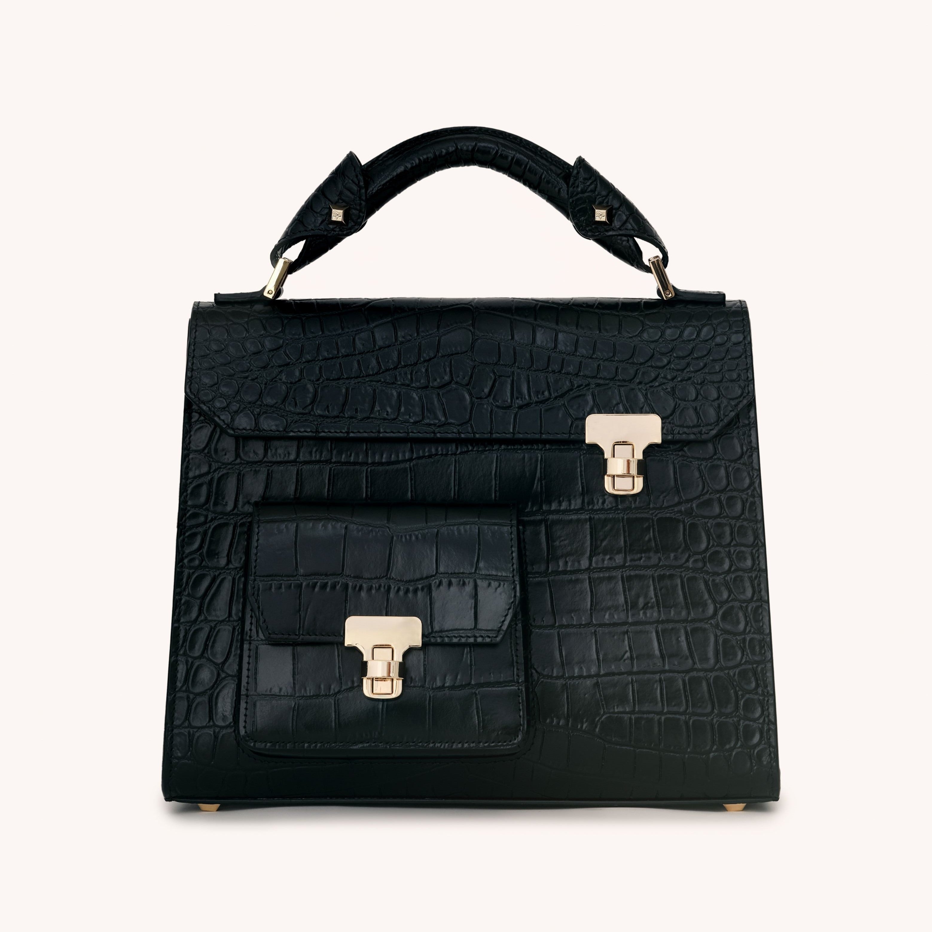 luxury crocodile embossed designer doctor bag